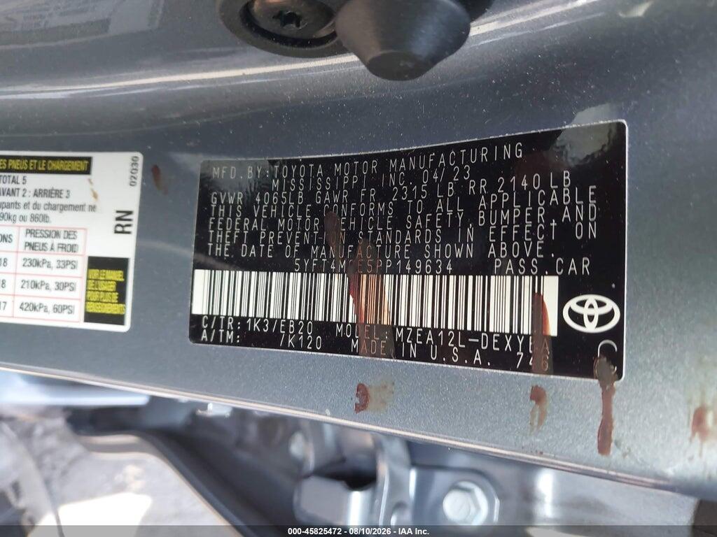 5YFT4MCE5PP149634 2023 TOYOTA COROLLA photo no. 9
