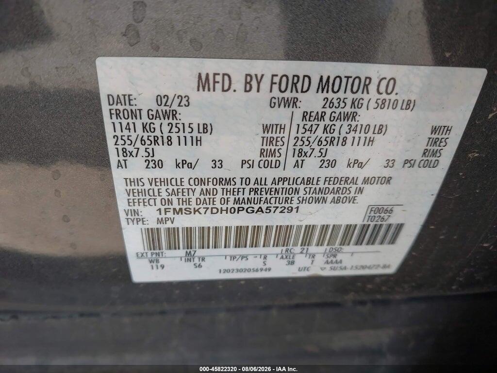 1FMSK7DH0PGA57291 2023 FORD EXPLORER photo no. 9
