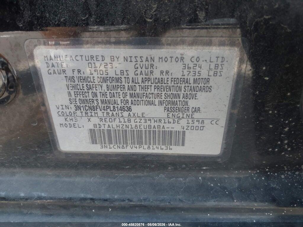3N1CN8FV4PL814636 2023 NISSAN VERSA photo no. 9