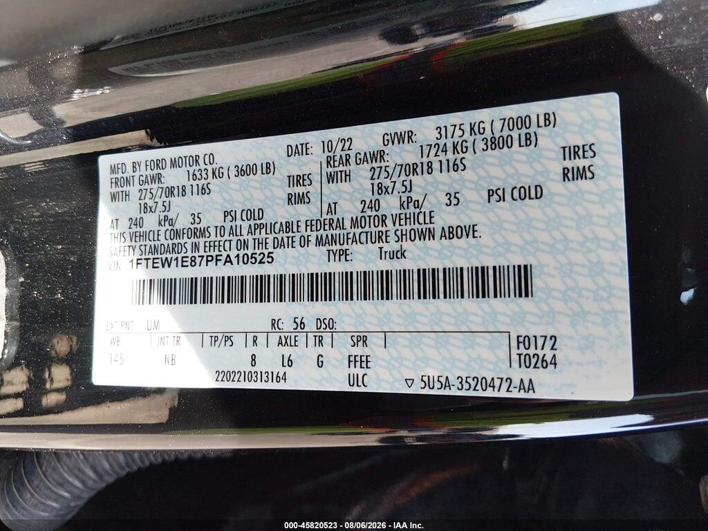 1FTEW1E87PFA10525 2023 FORD F-150 photo no. 9