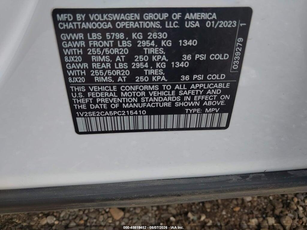 1V2SE2CA5PC215410 2023 VOLKSWAGEN ATLAS CROSS SPORT photo no. 9