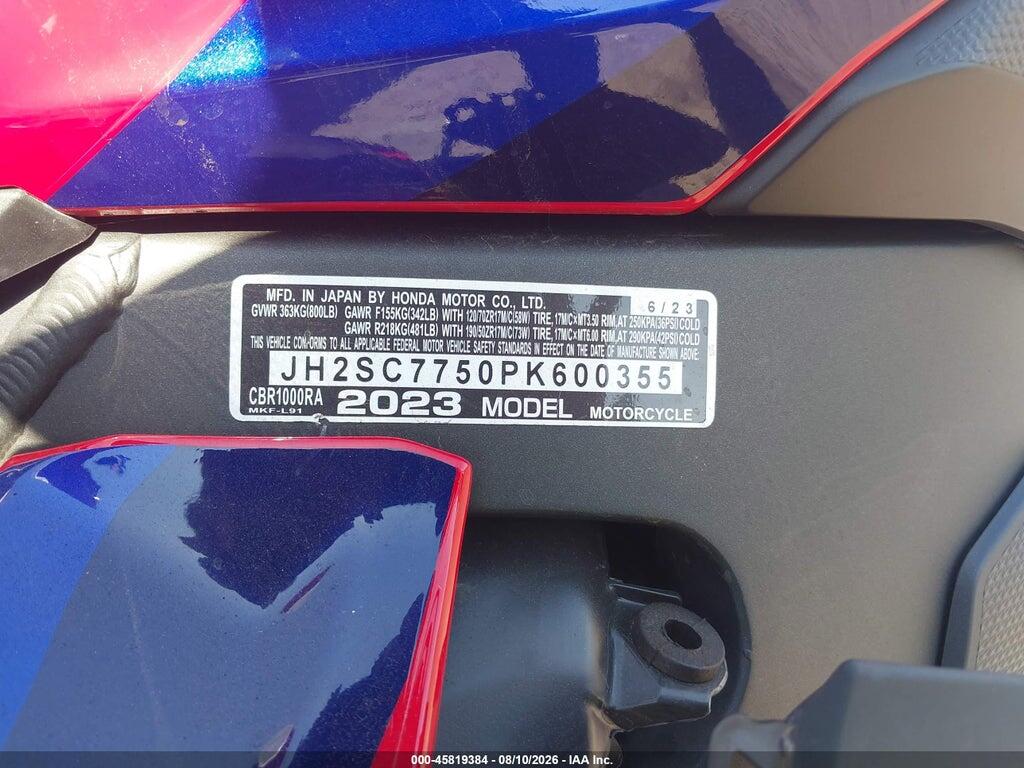 JH2SC7750PK600355 2023 HONDA CBR1000 photo no. 10