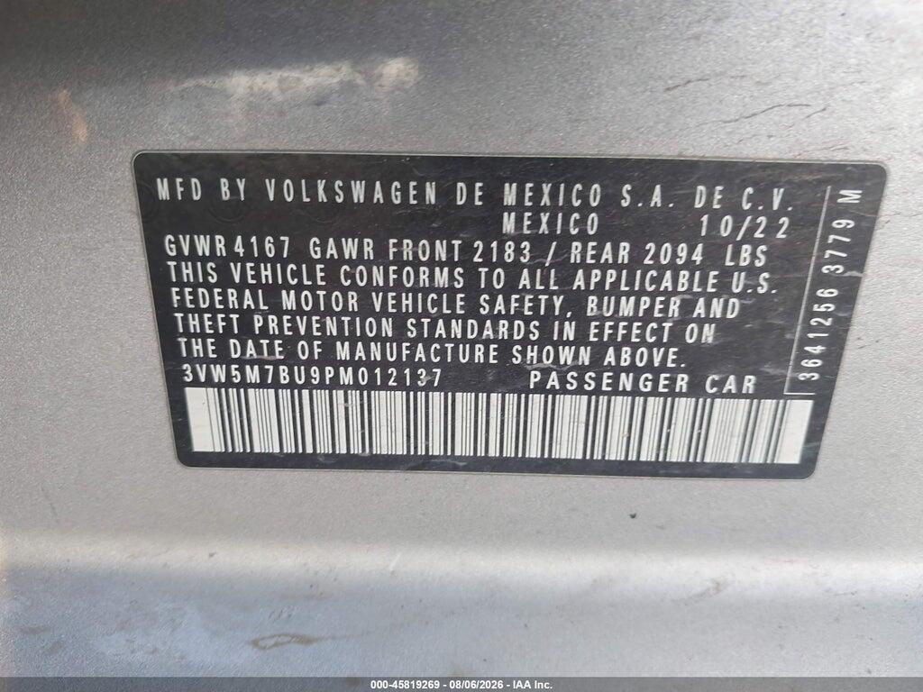 3VW5M7BU9PM012137 2023 VOLKSWAGEN JETTA photo no. 9