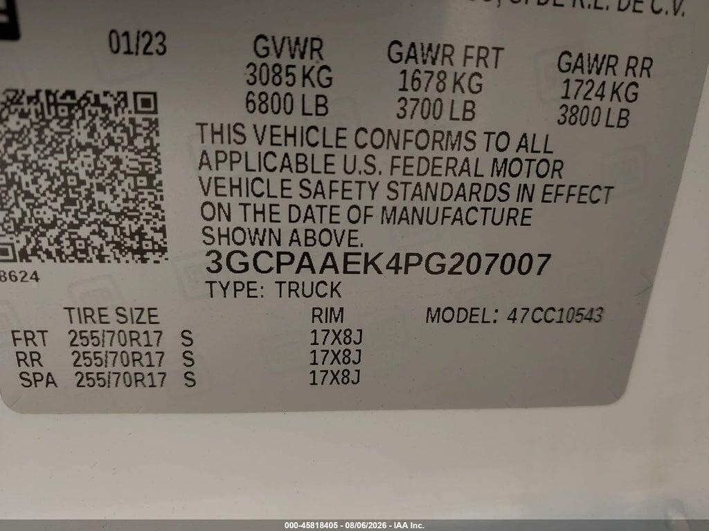 3GCPAAEK4PG207007 2023 CHEVROLET SILVERADO 1500 photo no. 9
