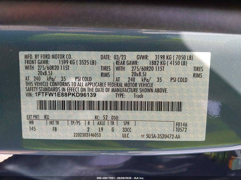 1FTFW1E88PKD96139 2023 FORD F-150 photo no. 9