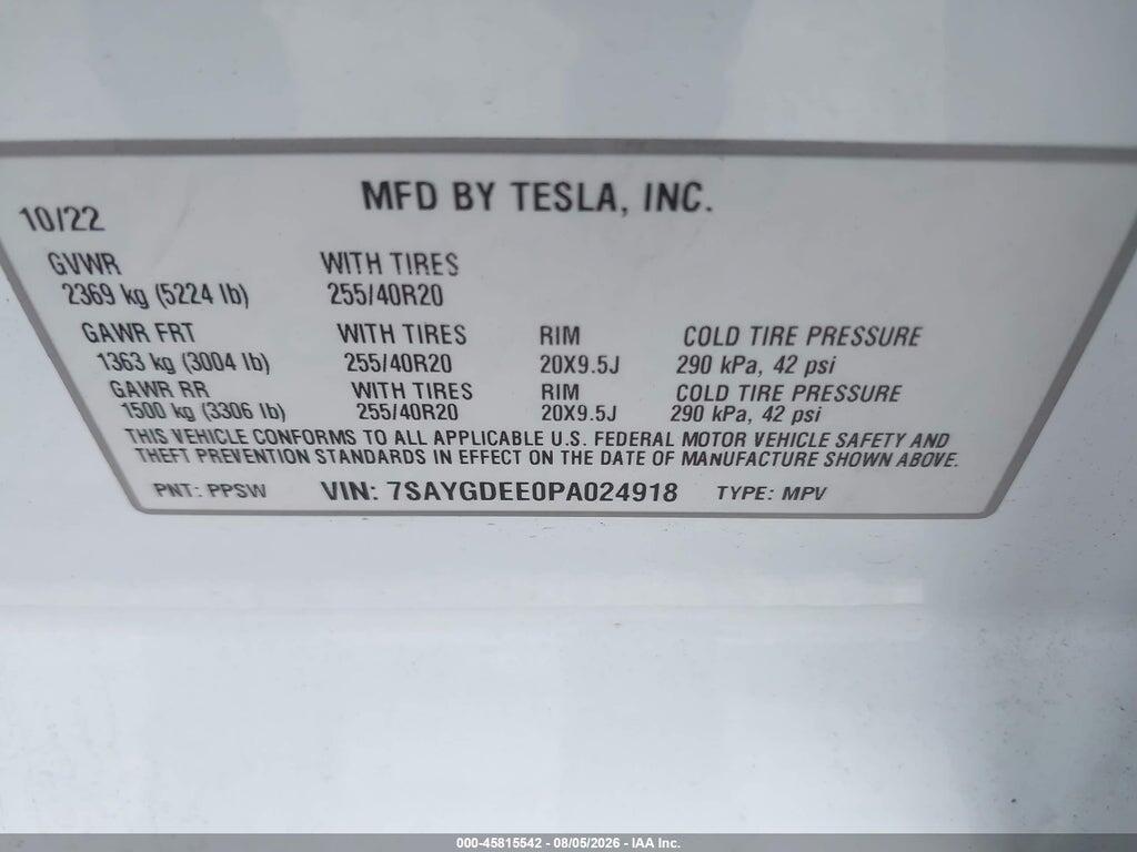 7SAYGDEE0PA024918 2023 TESLA MODEL Y photo no. 9
