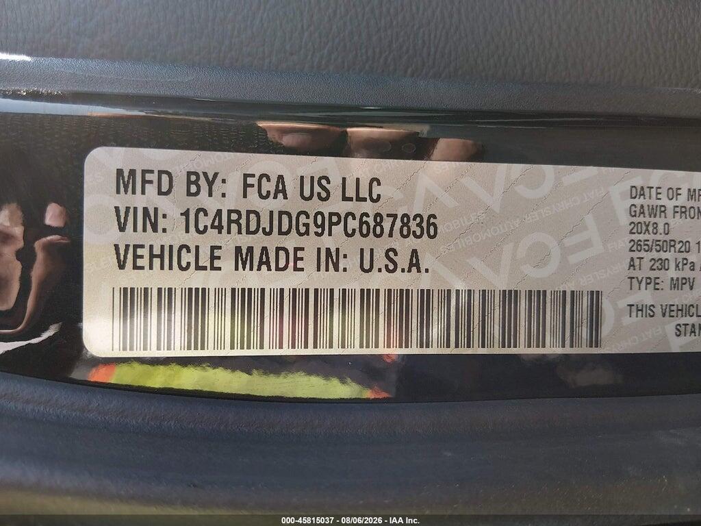 1C4RDJDG9PC687836 2023 DODGE DURANGO photo no. 9