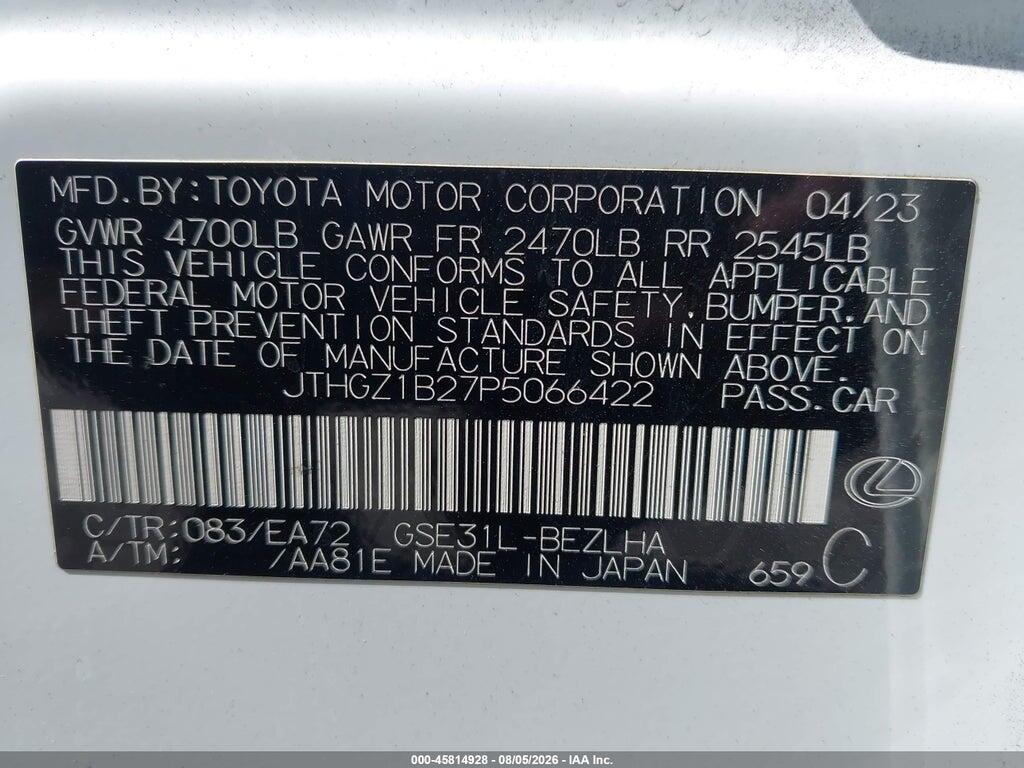 JTHGZ1B27P5066422 2023 LEXUS IS 350 photo no. 9