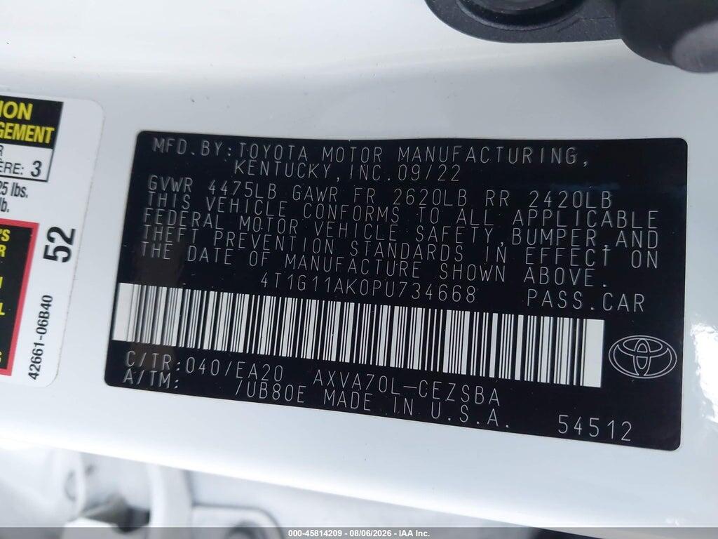 4T1G11AK0PU734668 2023 TOYOTA CAMRY photo no. 9