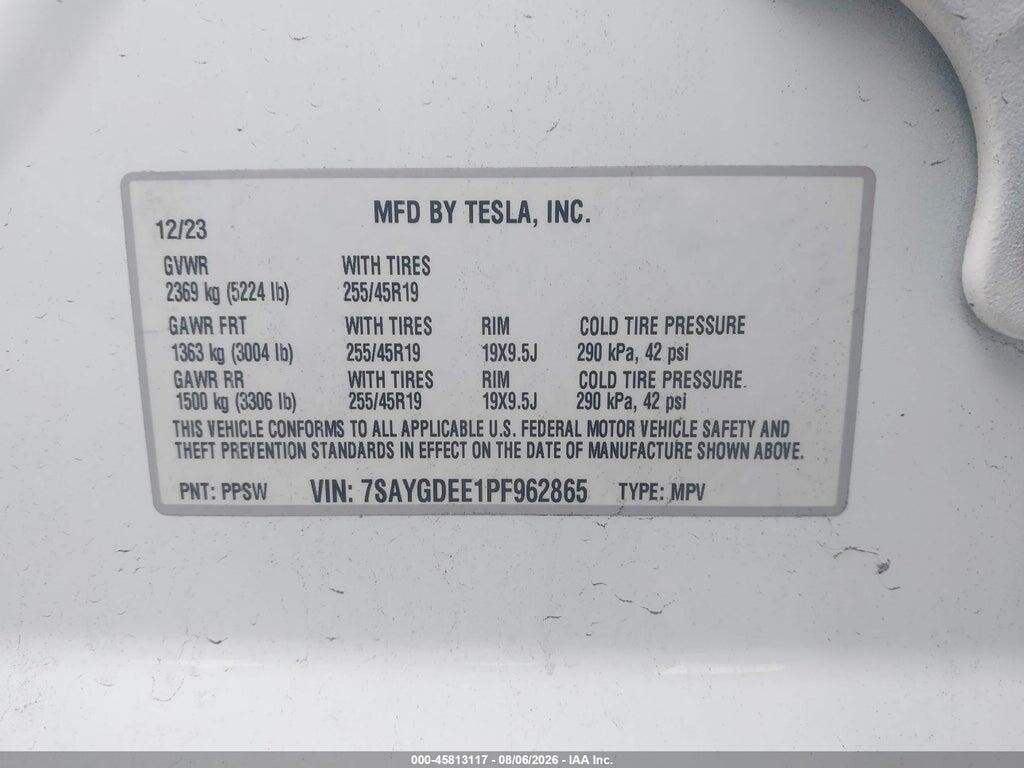 7SAYGDEE1PF962865 2023 TESLA MODEL Y photo no. 9