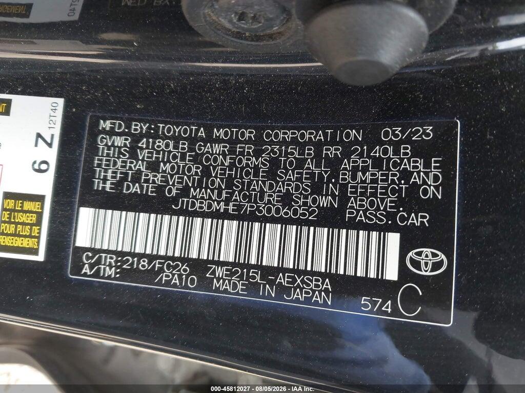 JTDBDMHE7P3006052 2023 TOYOTA COROLLA photo no. 9