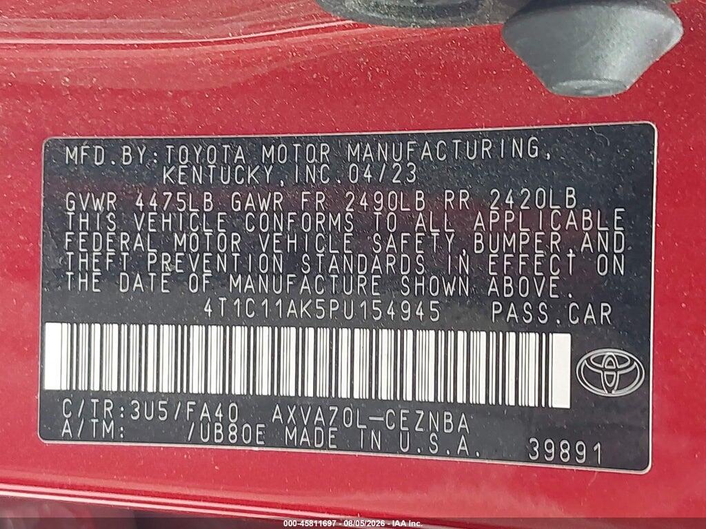 4T1C11AK5PU154945 2023 TOYOTA CAMRY photo no. 9
