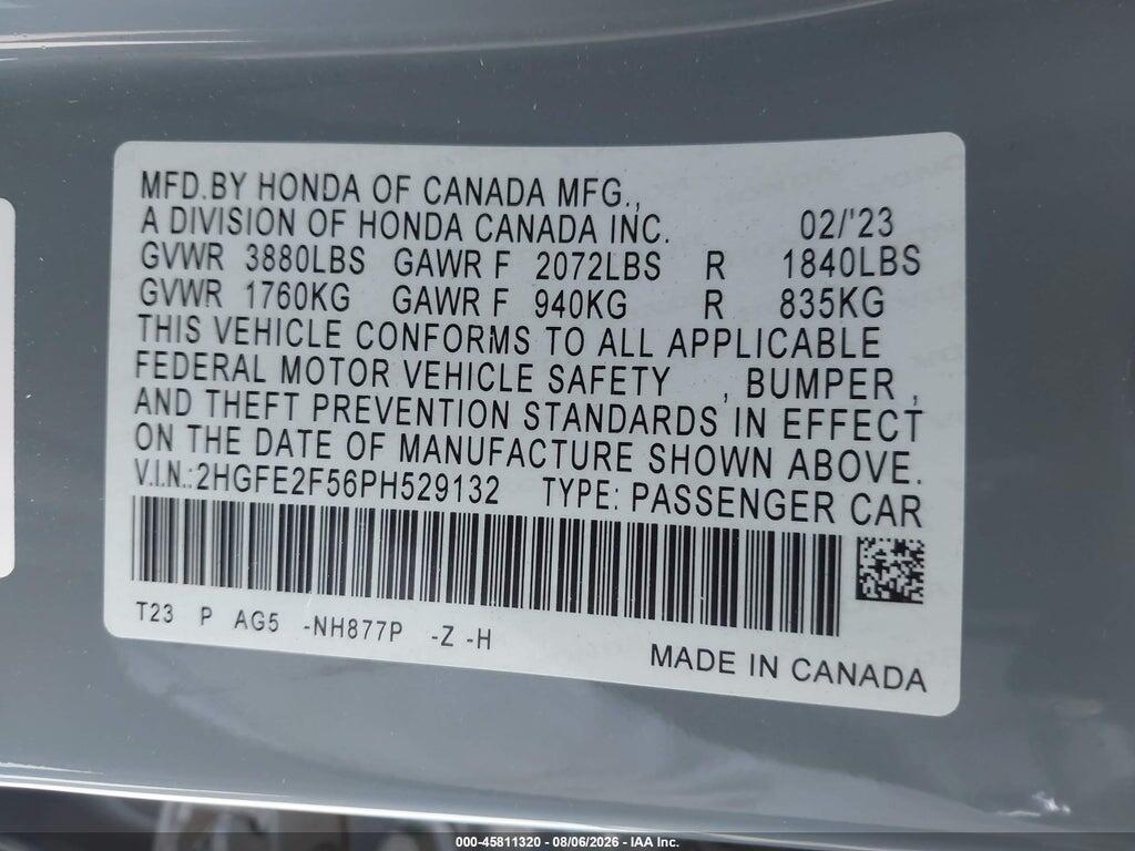 2HGFE2F56PH529132 2023 HONDA CIVIC photo no. 9
