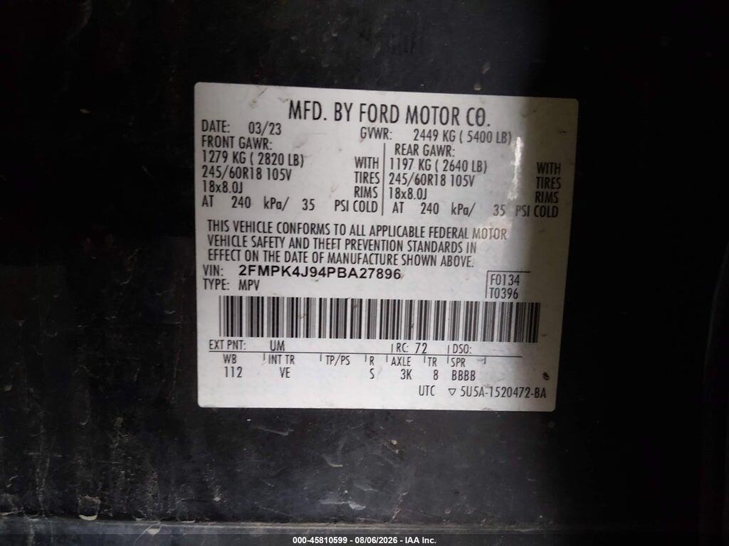 2FMPK4J94PBA27896 2023 FORD EDGE photo no. 9