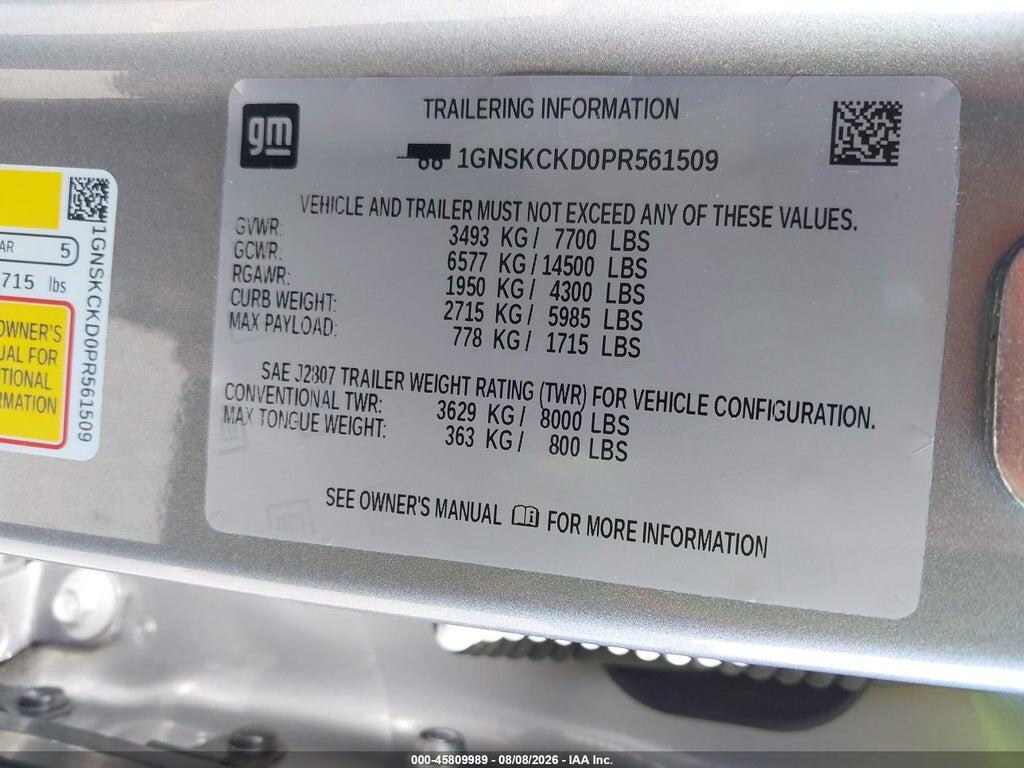 1GNSKCKD0PR561509 2023 CHEVROLET SUBURBAN photo no. 9