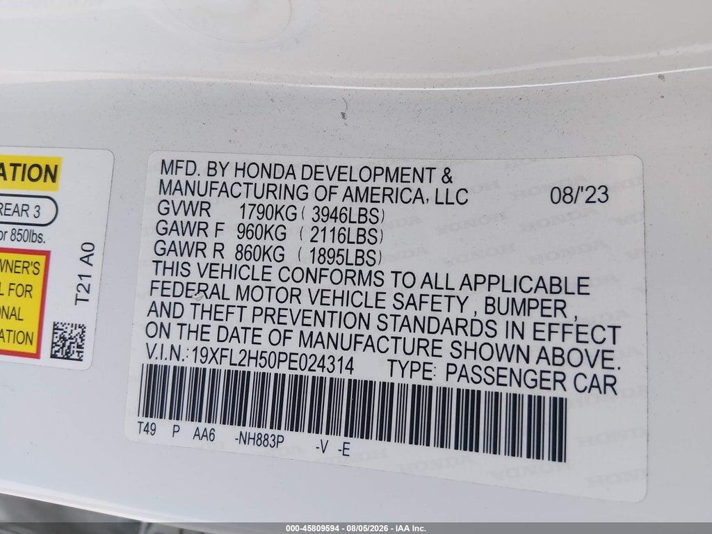 19XFL2H50PE024314 2023 HONDA CIVIC photo no. 9