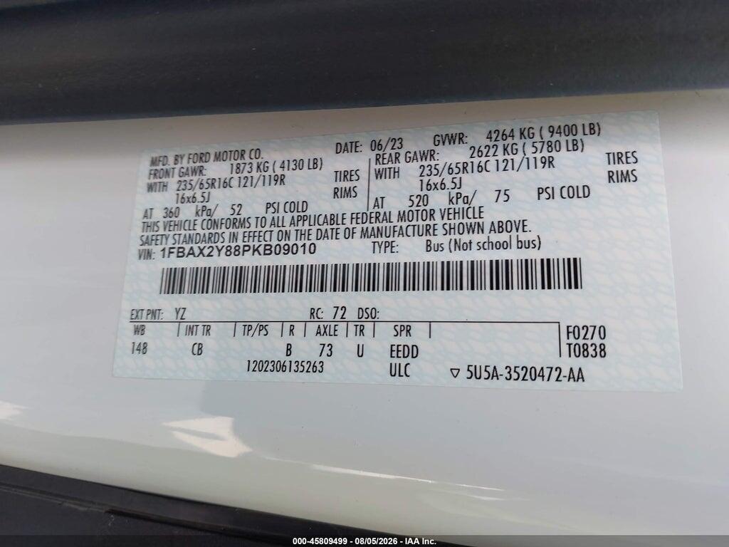 1FBAX2Y88PKB09010 2023 FORD TRANSIT-350 PASSENGER VAN photo no. 9