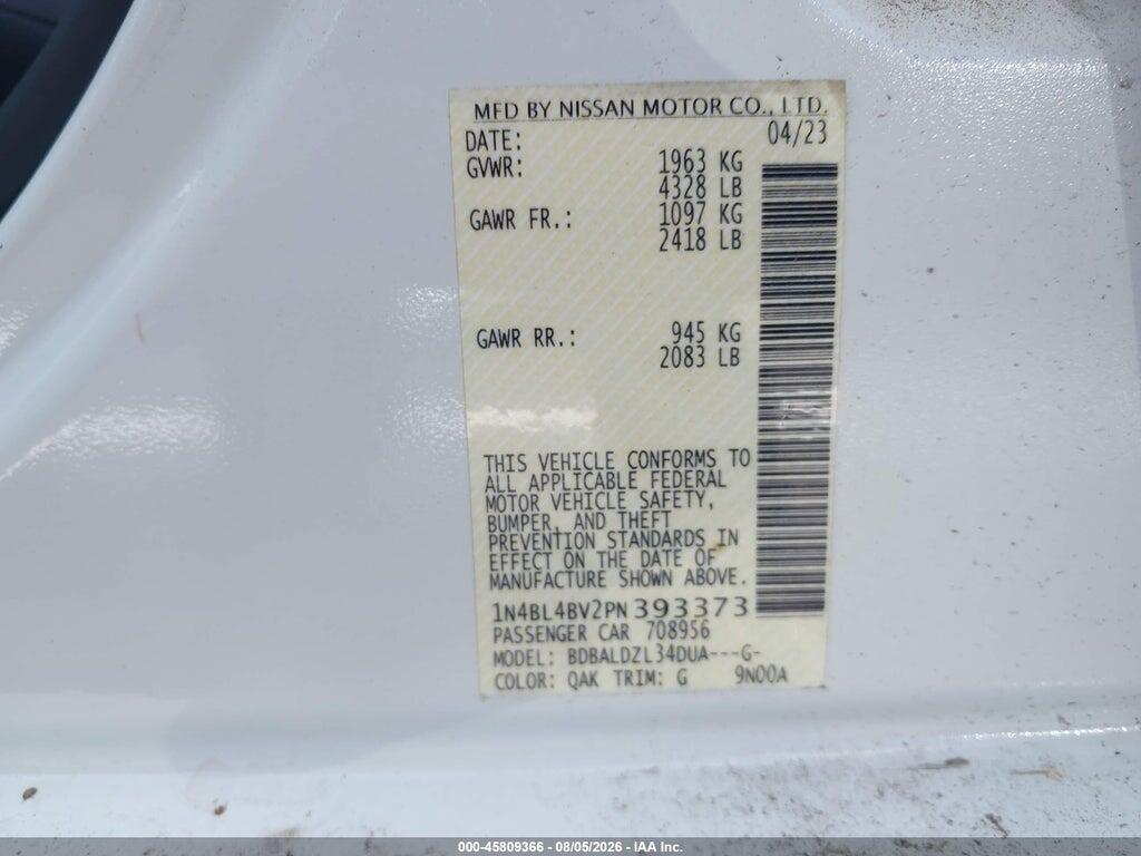 1N4BL4BV2PN393373 2023 NISSAN ALTIMA photo no. 9