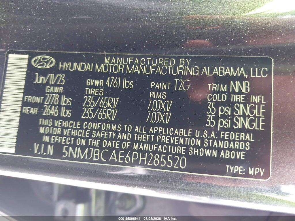 5NMJBCAE6PH285520 2023 HYUNDAI TUCSON photo no. 9