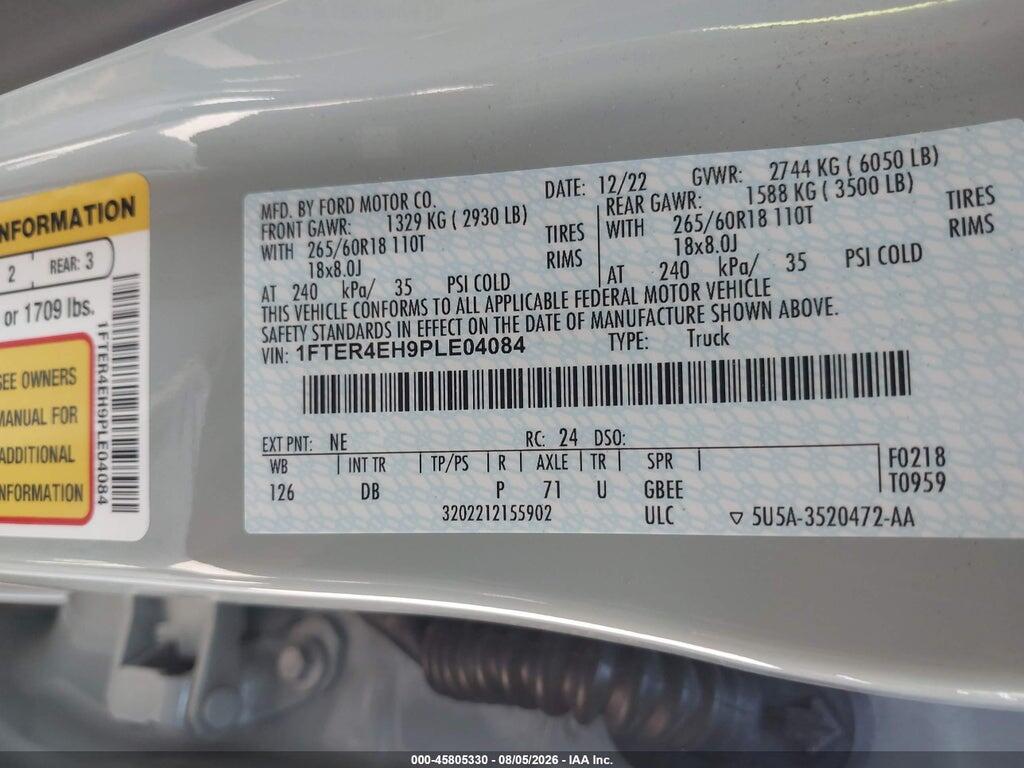 1FTER4EH9PLE04084 2023 FORD RANGER photo no. 9