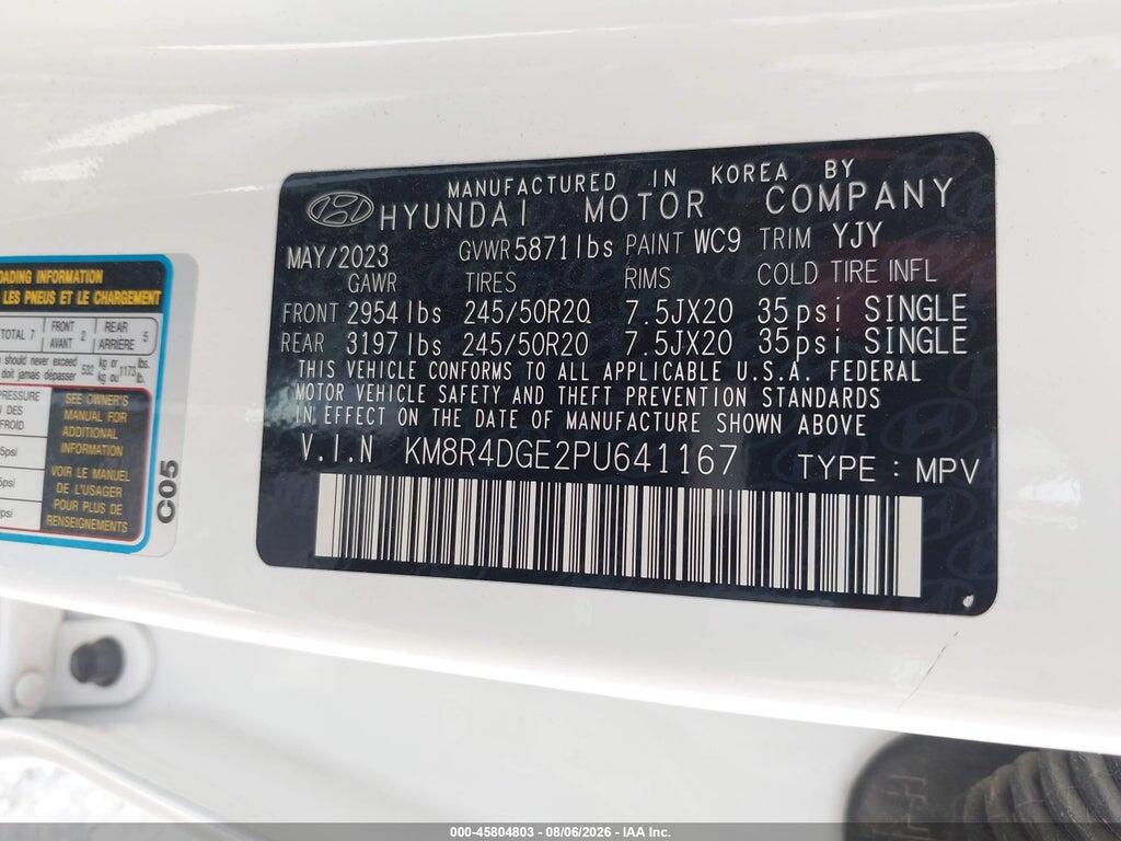 KM8R4DGE2PU641167 2023 HYUNDAI PALISADE photo no. 9