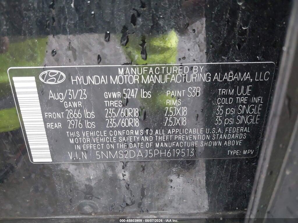 5NMS2DAJ5PH619513 2023 HYUNDAI SANTA FE photo no. 9