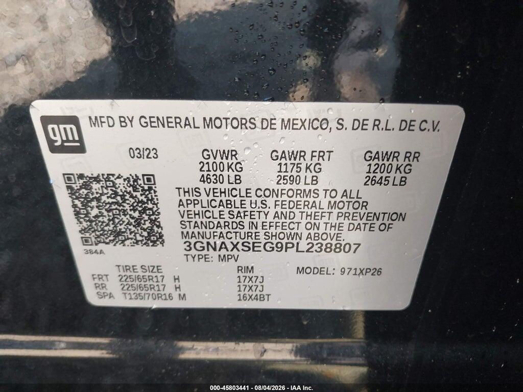 3GNAXSEG9PL238807 2023 CHEVROLET EQUINOX photo no. 9