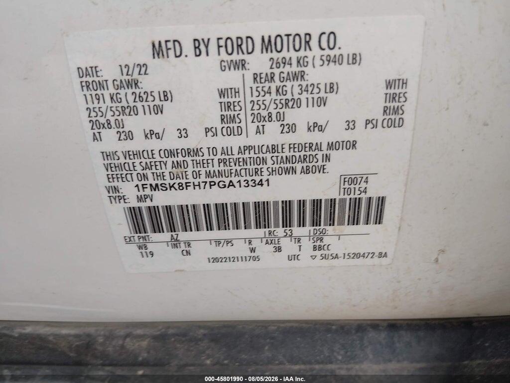 1FMSK8FH7PGA13341 2023 FORD EXPLORER photo no. 9