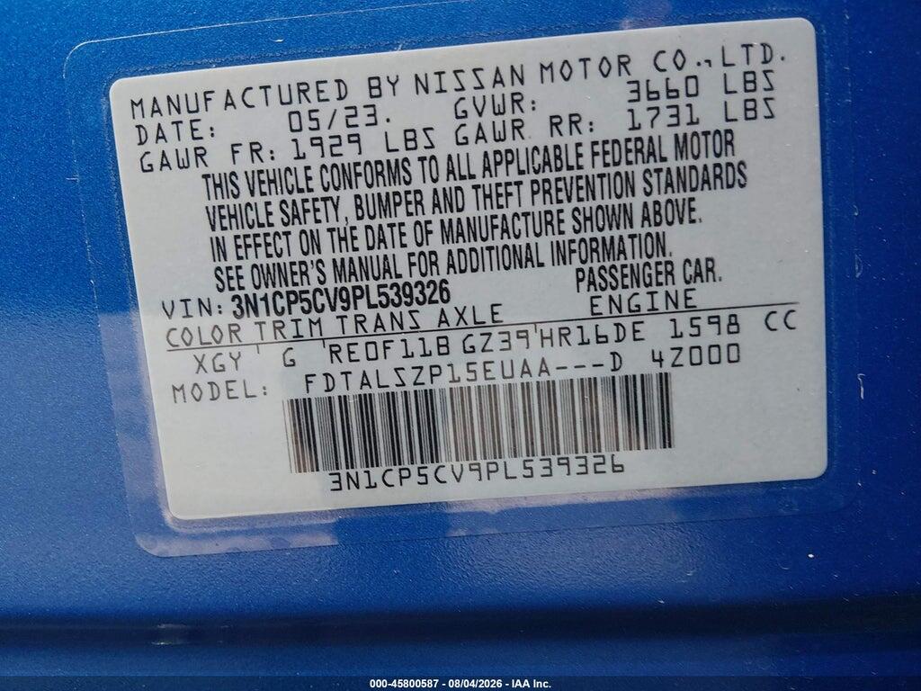 3N1CP5CV9PL539326 2023 NISSAN KICKS photo no. 9