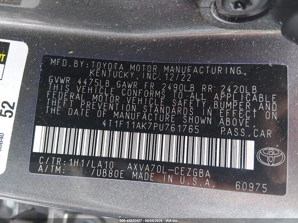 4T1F11AK7PU761765 2023 TOYOTA CAMRY photo no. 9