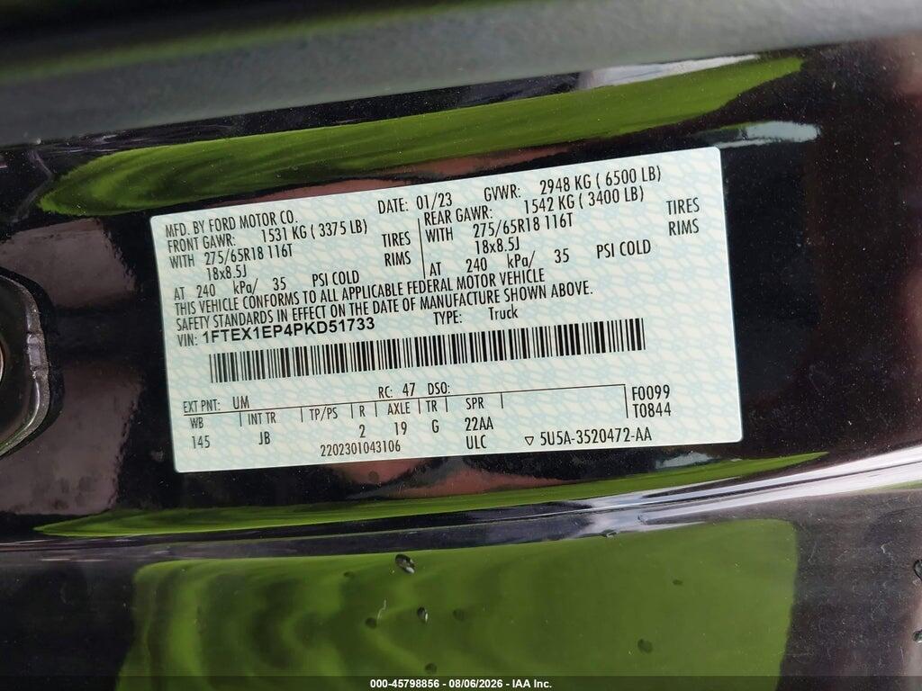 1FTEX1EP4PKD51733 2023 FORD F-150 photo no. 9