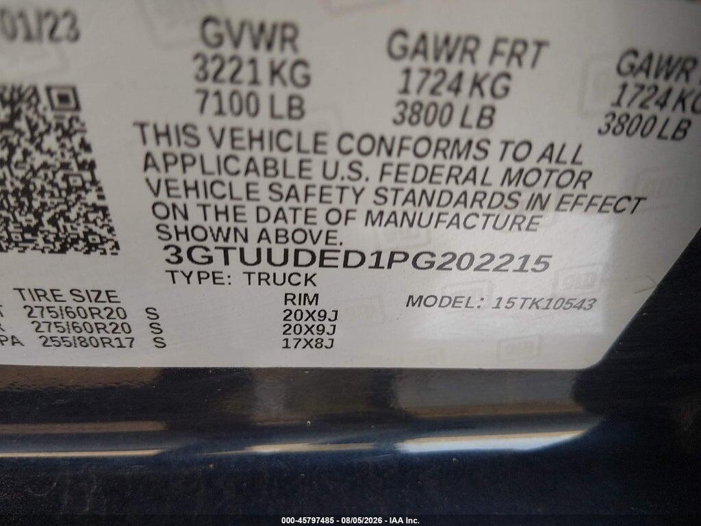 3GTUUDED1PG202215 2023 GMC SIERRA 1500 photo no. 9