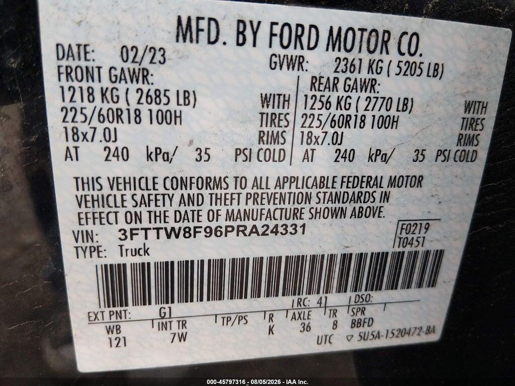 3FTTW8F96PRA24331 2023 FORD MAVERICK photo no. 9