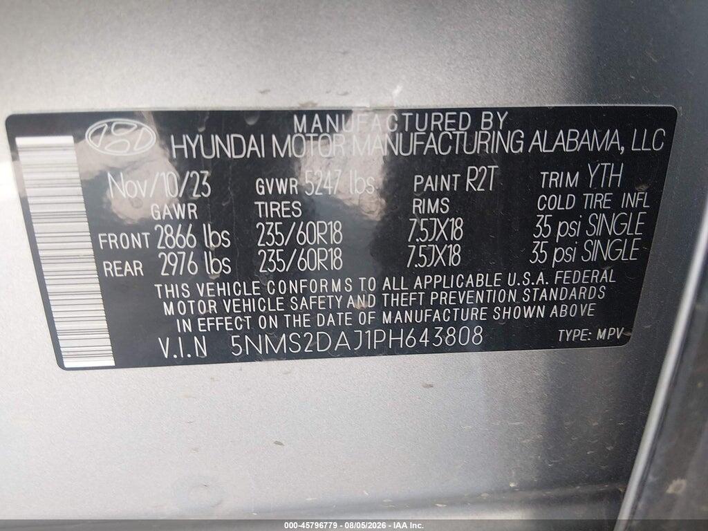 5NMS2DAJ1PH643808 2023 HYUNDAI SANTA FE photo no. 9