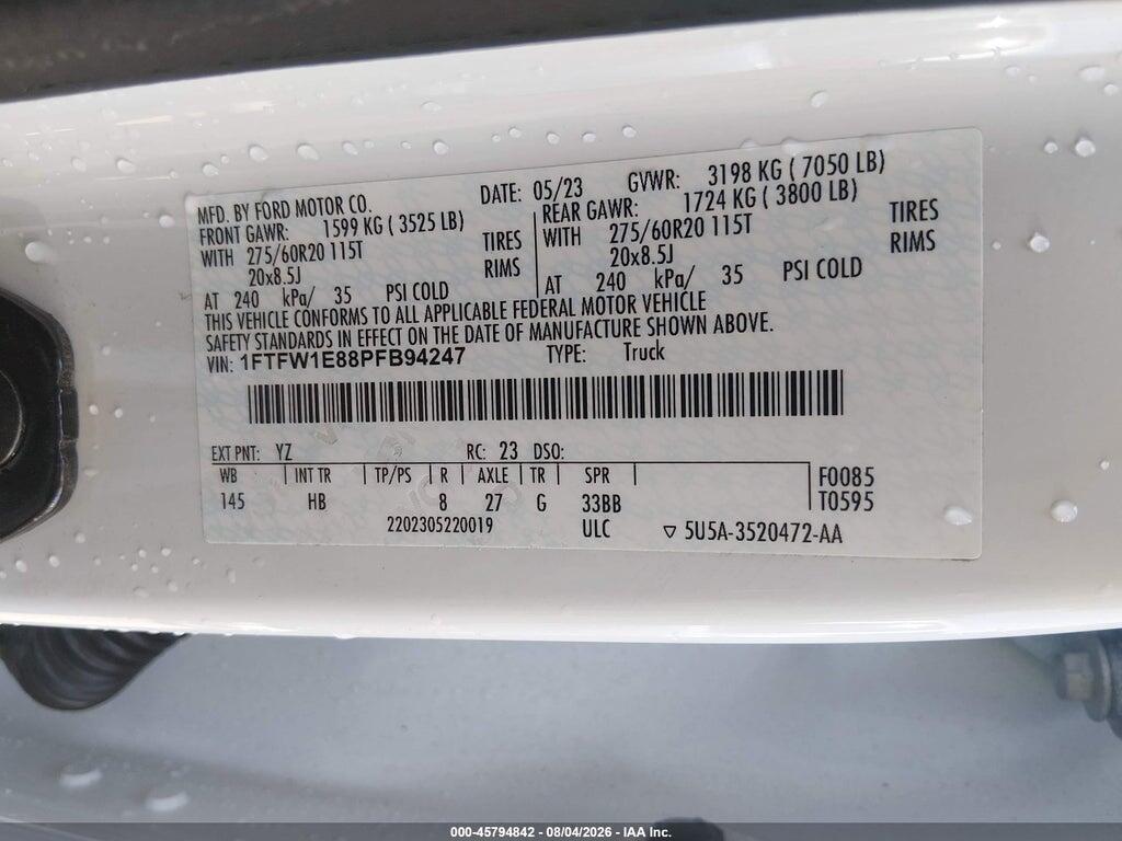 1FTFW1E88PFB94247 2023 FORD F-150 photo no. 9