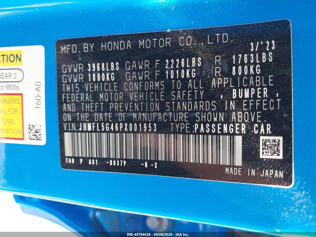 JHMFL5G46PX001953 2023 HONDA CIVIC TYPE R photo no. 9