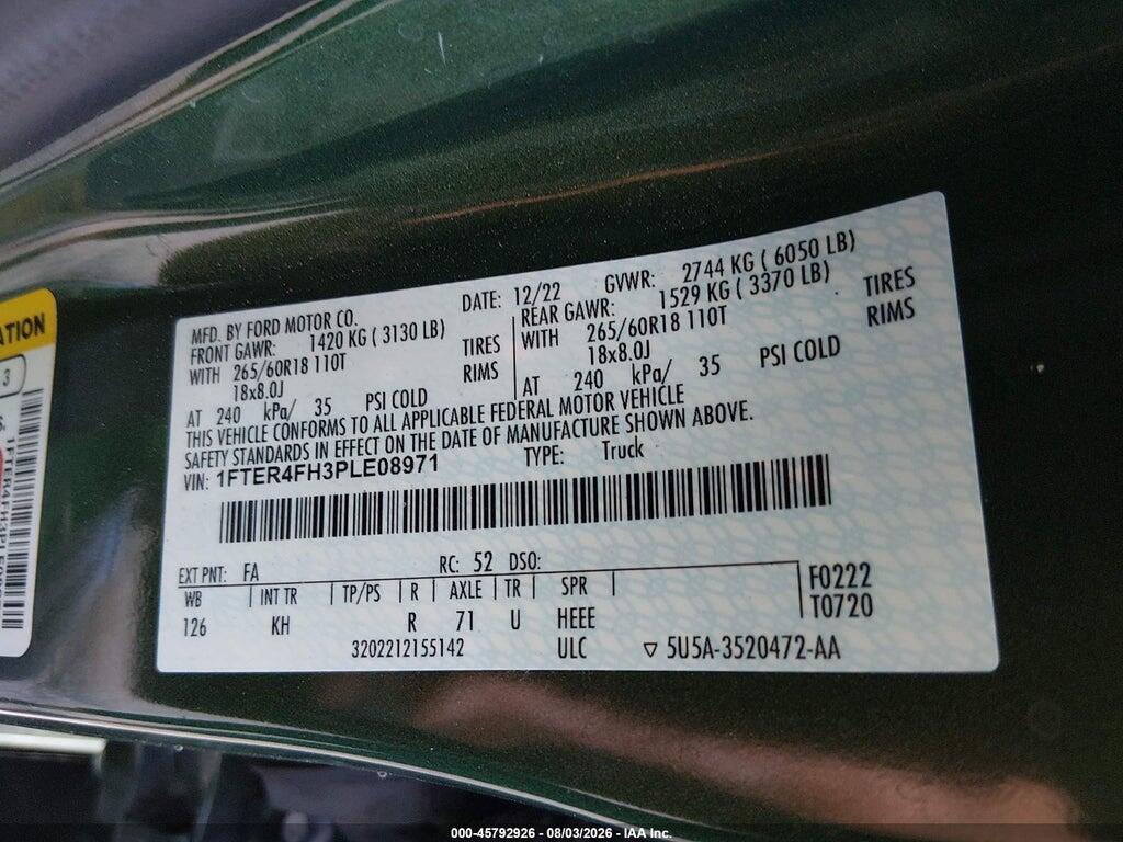 1FTER4FH3PLE08971 2023 FORD RANGER photo no. 9