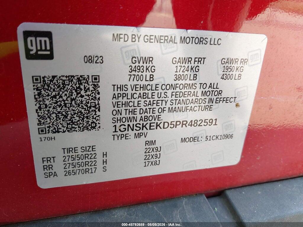1GNSKEKD5PR482591 2023 CHEVROLET SUBURBAN photo no. 9