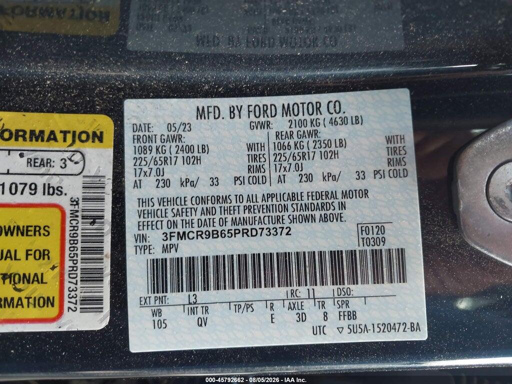 3FMCR9B65PRD73372 2023 FORD BRONCO SPORT photo no. 9