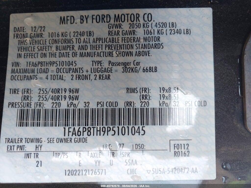 1FA6P8TH9P5101045 2023 FORD MUSTANG photo no. 9