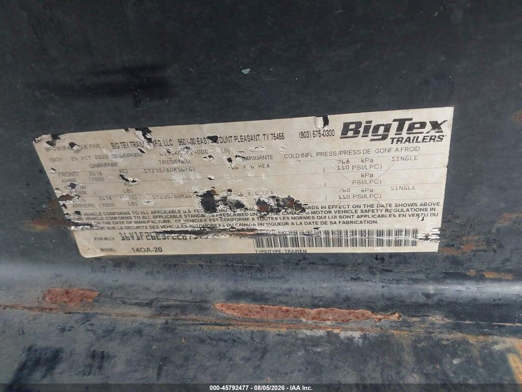 16V1F2625P2267175 2023 BIG TEX TRAILER CO INC UNKNOWN photo no. 9