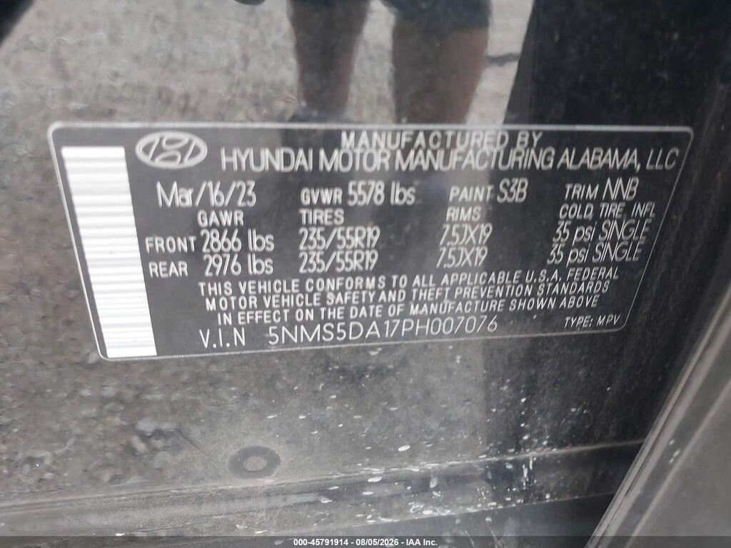 5NMS5DA17PH007076 2023 HYUNDAI SANTA FE HYBRID photo no. 9