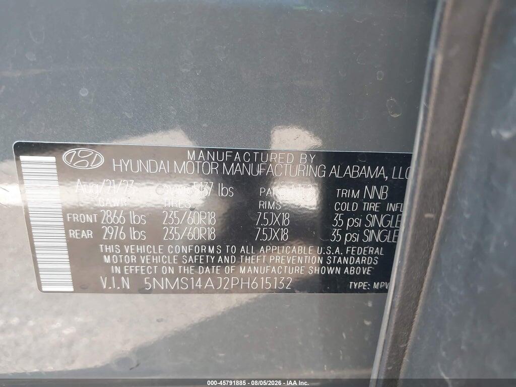 5NMS14AJ2PH615132 2023 HYUNDAI SANTA FE photo no. 9