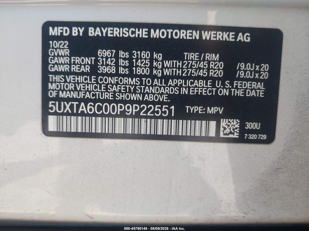5UXTA6C00P9P22551 2023 BMW X5 PHEV photo no. 9