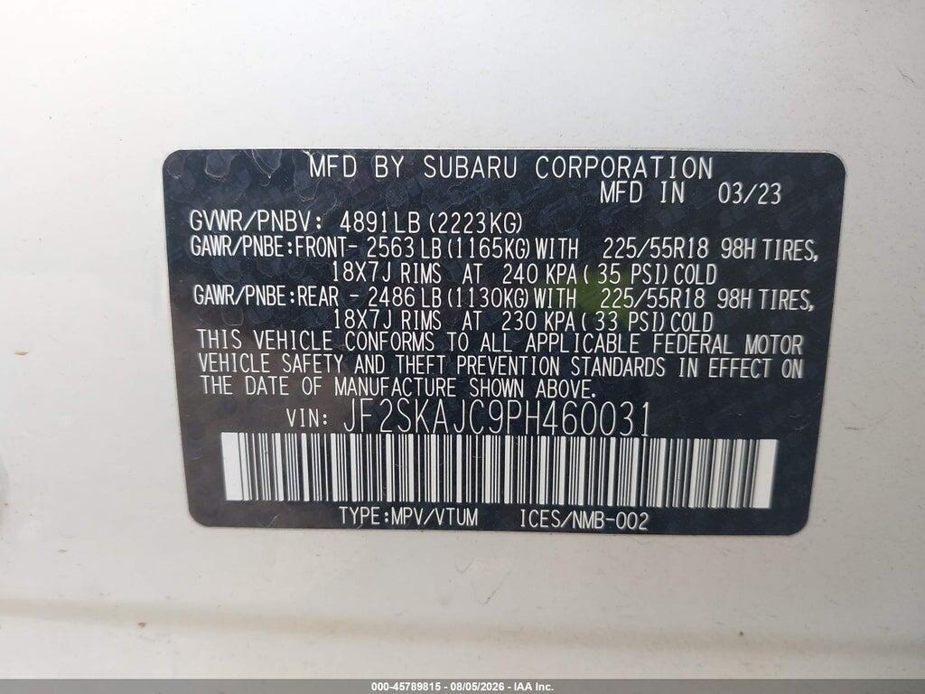 JF2SKAJC9PH460031 2023 SUBARU FORESTER photo no. 9