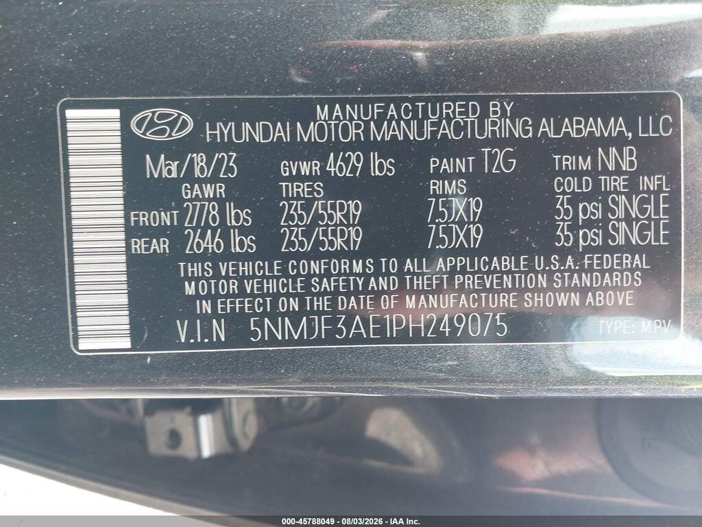 5NMJF3AE1PH249075 2023 HYUNDAI TUCSON photo no. 9