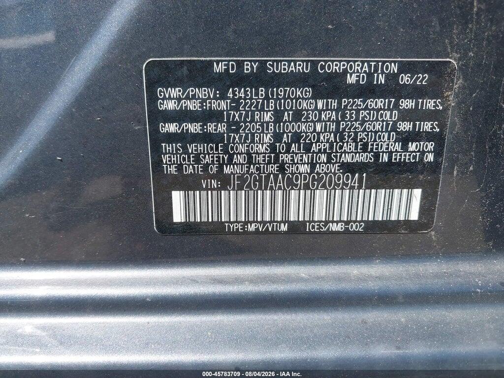 JF2GTAAC9PG209941 2023 SUBARU CROSSTREK photo no. 9