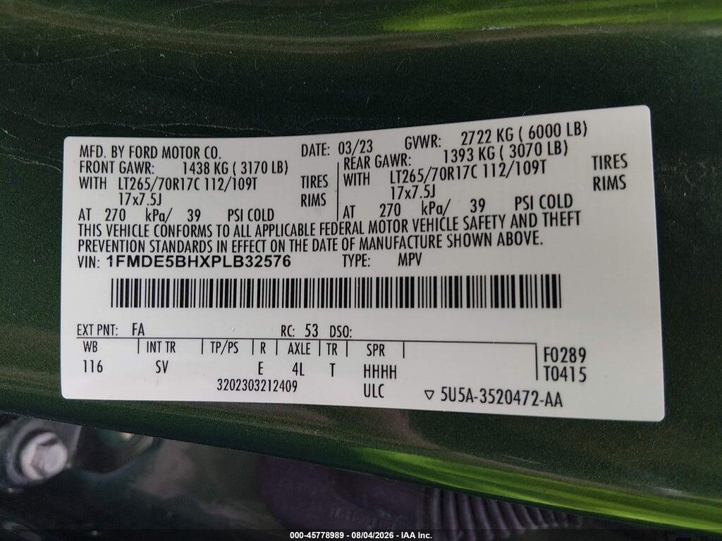 1FMDE5BHXPLB32576 2023 FORD BRONCO photo no. 9