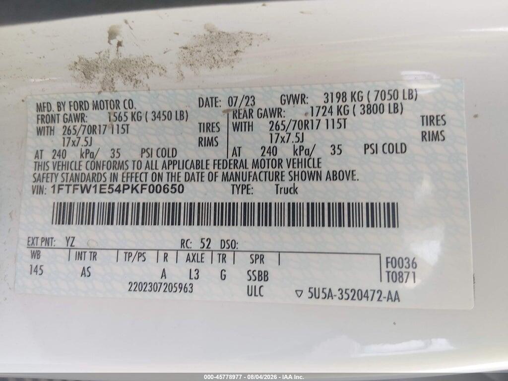 1FTFW1E54PKF00650 2023 FORD F-150 photo no. 9
