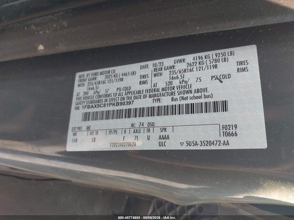 1FBAX9C81PKB90397 2023 FORD TRANSIT-350 PASSENGER VAN photo no. 9